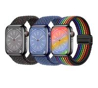 3 Pack Braided Sport Loop Band Compatible with Apple Watch Bands Ultra 3&2 1 49mm 46mm 45mm 44mm 42mm 41mm 40mm 38mm Men Women; Stretchy Nylon Solo Loop Strap for iWatch Series 11 10 9 8 7 6 SE 5 4 3