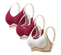 3 Pack Bralettes for Women Plus Size Anti Sagging Bra Super Firming Lifting Bras for Sagging Breasts Super Gather Wire-Free Push-Up Bra Ladies Non Wired Full Coverage Padded Seamless Sports Bras Blue