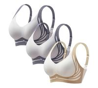 3 Pack Bras for Women Anti Sagging Bra Super Firming Lifting Bras for Sagging Breasts Super Gather Wire-Free Push-Up Bra Ladies Non Wired Full Coverage Padded Seamless Comfort Sports Bralettes Purple