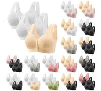 3 Pack Bras For Women Front Fastening Bras For Women Uk Plus Size No Wired Full Coverage Lace Bra Lightweight Push Up Bralette Adjustable Straps Everyday Bralette Comfortable Bra Ladies Underwear