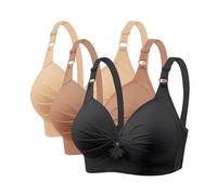 3 Pack Bras for Women Full Coverage Anti Sagging Bras for Older Women Ladies Bra Non Wired Sexy Lace Bralette Seamless Wireless Everyday Bralette Comfortable Push Up Bra Plus Size Lingerie