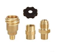3-Pack Brass Propane Gas Fitting Adapters for QCC1 Male to POL Female Connections Designed for 20lb-40lb Propane Tanks and Hose Assemblies with 1/4 Inch Male Thread