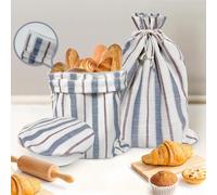 3 Pack Bread Bags for Homemade bread -Plastic Lined- Reusable Linen Bread Bags to keep bread fresh, Sourdough Bread Baking Supplies Bread Storage bags