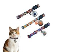 3 Pack Breakaway Cat Collar with Bell, Cute Adjustable Kitten Collar with Pendant for Girl Boy Kitty, Safety Pet Collar Accessories