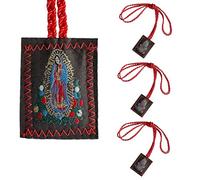 3 Pack Brown Escapulario De La Virgen Del Carmen, Green San Judas Tadeo Escapularios Catolicos, Red Virgen De Guadalupe Necklace Gift For Women Man Mexican Decoration, One Size, Cord, No Gemstone