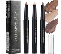 3 Pack Brown Eyeshadow Stick Set - Creamy Waterproof Eye Crayon with Shimmer - Twist-Up Eyeliner Pencil for Mature Eyes - Long-Wear & Smooth Application