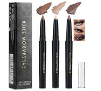 3 Pack Brown Eyeshadow Stick Set - Creamy, Waterproof & Smudge-Proof Eye Crayon with Shimmer - Twist-Up Eyeliner Pencil for Mature Eyes, Long-Wear & Smooth Application