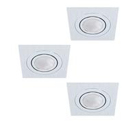 3 Pack Brushed Aluminium Square Flush Ceiling Downlight With 3 X 5W Gu10 Bulbs