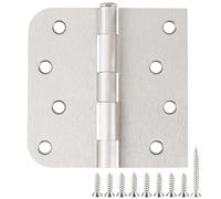 3 Pack Brushed Nickel Hinges 4 Inch Interior/Exterior Door Hinges Satin Nickel Door Hinges 4 in Square Rounded 5/8" Radius Corner Hinges for Doors Reversible Full Mortise Combination Door Hardware