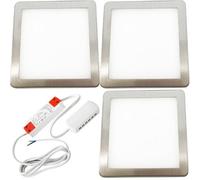 Loops 3x BRUSHED NICKEL Ultra-Slim Square Under Cabinet Kitchen Light & Driver Kit - Warm White Diffused LED in Metallics Loops Metallics