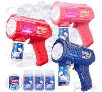 3 Pack Bubble Gun Toys for Kids 3-8 Year Old: Bubble Machine Bubbles Maker Blower Electric Bubble Guns Gifts for 3 4 5 6 7 8 Years Old Boys Birthday Presents Garden Outdoor Party Bubbles for Kid