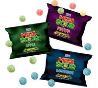 3 Pack Bundle Barnetts Mega Sour Candy - Raspberry | Fruits | Apple - Trendy Sweet Bags - Traditionally Handmade Sweets - (227g x 3)