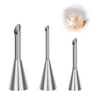 3-Pack Buttercream Frosting Piping Nozzles Stainless Steel Long Puff Nozzle Tips Cupcake Filling Nozzles for Filling Puffs DIY Cake Decorating Donut Pastry Tools