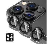 3 Pack Camera Lens Protector for iPhone 15 Pro/15 Pro Max/14 Pro/14 Pro Max, 9H Tempered Glass Lens Protector Scratch Resistant, High Resolution Lens Camera Protector, Black
