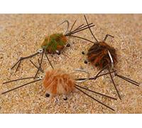 3 Pack | Camo Crab Saltwater Fishing Fly | Permit, Bonefish, Tarpon, Redfish | Mustad Duratin Hook #2 (Assortment #2)