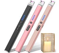 3 Pack Candle Lighter Long Reach, Electric Lighter USB C Rechargeable for BBQ Scented Candles, Electronic Flameless Pen Lighters, Gifts for Women