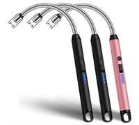 3 Pack Candle Lighters Long Reach, Electric Candle Lighter USB C Rechargeable, Electronic Arc Plasma Lighters for Scented Candle BBQ Fireworks