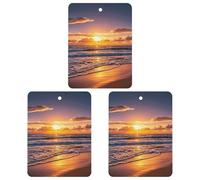 3-Pack Car Air Freshener Cards Double Sided Hanging Beach Sunset Waves Air Freshener Scented Cards for Car, Room, Bathroom | Long-Lasting Fragrance, Gray-style