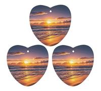 3-Pack Car Air Freshener Cards Double Sided Hanging Beach Sunset Waves Air Freshener Scented Cards for Car, Room, Bathroom | Long-Lasting Fragrance, Black-style