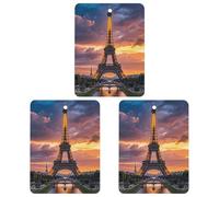 3-Pack Car Air Freshener Cards Double Sided Hanging Beautiful Eiffel Tower Paris Air Freshener Scented Cards for Car, Room, Bathroom | Long-Lasting Fragrance, Black-style