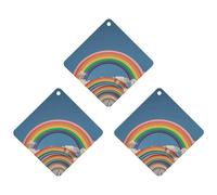 3-Pack Car Air Freshener Cards Double Sided Hanging Beautiful World Rainbow Air Freshener Scented Cards for Car, Room, Bathroom | Long-Lasting Fragrance, White-style