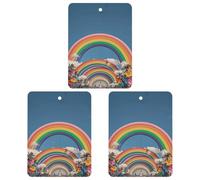 3-Pack Car Air Freshener Cards Double Sided Hanging Beautiful World Rainbow Air Freshener Scented Cards for Car, Room, Bathroom | Long-Lasting Fragrance, Black-style