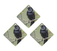 3-Pack Car Air Freshener Cards Double Sided Hanging Black Crow Birds on A Branch Air Freshener Scented Cards for Car, Room, Bathroom | Long-Lasting Fragrance, Gray-style