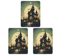 3-Pack Car Air Freshener Cards Double Sided Hanging Black Haunted Mansion Air Freshener Scented Cards for Car, Room, Bathroom | Long-Lasting Fragrance, Gray-style