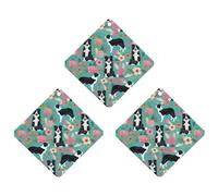 3-Pack Car Air Freshener Cards Double Sided Hanging Border Collie Florals Air Freshener Scented Cards for Car, Room, Bathroom | Long-Lasting Fragrance, Gray-style