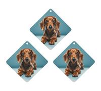 3-Pack Car Air Freshener Cards Double Sided Hanging Cute Dachshound Dogs Air Freshener Scented Cards for Car, Room, Bathroom | Long-Lasting Fragrance, White-style