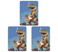 3-Pack Car Air Freshener Cards Double Sided Hanging Dinosaur Playing Guitar Air Freshener Scented Cards for Car, Room, Bathroom | Long-Lasting Fragrance, White-style