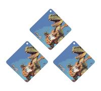 3-Pack Car Air Freshener Cards Double Sided Hanging Dinosaur Playing Guitar Air Freshener Scented Cards for Car, Room, Bathroom | Long-Lasting Fragrance, White-style