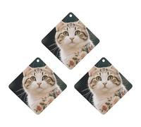 3-Pack Car Air Freshener Cards Double Sided Hanging Floral Cat Air Freshener Scented Cards for Car, Room, Bathroom | Long-Lasting Fragrance, White-style