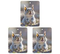 3-Pack Car Air Freshener Cards Double Sided Hanging Funny Cute Squirrel Air Freshener Scented Cards for Car, Room, Bathroom | Long-Lasting Fragrance, White-style
