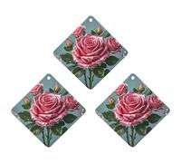 3-Pack Car Air Freshener Cards Double Sided Hanging Glitter Sequin Roses Air Freshener Scented Cards for Car, Room, Bathroom | Long-Lasting Fragrance, Black-style