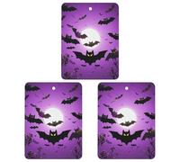 3-Pack Car Air Freshener Cards Double Sided Hanging Halloween Flying Purple Bats Air Freshener Scented Cards for Car, Room, Bathroom | Long-Lasting Fragrance, Black-style