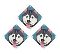 3-Pack Car Air Freshener Cards Double Sided Hanging Husky Dog Pattern Air Freshener Scented Cards for Car, Room, Bathroom | Long-Lasting Fragrance, Gray-style