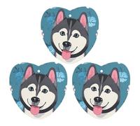 3-Pack Car Air Freshener Cards Double Sided Hanging Husky Dog Pattern Air Freshener Scented Cards for Car, Room, Bathroom | Long-Lasting Fragrance, Black-style