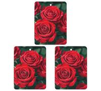 3-Pack Car Air Freshener Cards Double Sided Hanging Many Red Rose Air Freshener Scented Cards for Car, Room, Bathroom | Long-Lasting Fragrance, Gray-style