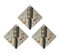 3-Pack Car Air Freshener Cards Double Sided Hanging Microphone with Music Note Air Freshener Scented Cards for Car, Room, Bathroom | Long-Lasting Fragrance, White-style