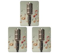 3-Pack Car Air Freshener Cards Double Sided Hanging Microphone with Music Note Air Freshener Scented Cards for Car, Room, Bathroom | Long-Lasting Fragrance, Black-style