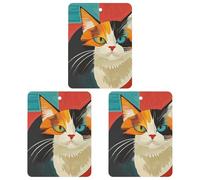 3-Pack Car Air Freshener Cards Double Sided Hanging Modern Art Cat Air Freshener Scented Cards for Car, Room, Bathroom | Long-Lasting Fragrance, White-style