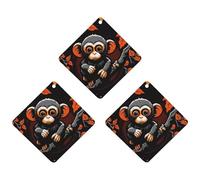 3-Pack Car Air Freshener Cards Double Sided Hanging Monkey on Red Branch Air Freshener Scented Cards for Car, Room, Bathroom | Long-Lasting Fragrance, Black-style