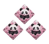 3-Pack Car Air Freshener Cards Double Sided Hanging Panda Pattern Air Freshener Scented Cards for Car, Room, Bathroom | Long-Lasting Fragrance, Gray-style
