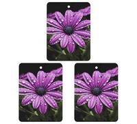 3-Pack Car Air Freshener Cards Double Sided Hanging Purple Daisy Air Freshener Scented Cards for Car, Room, Bathroom | Long-Lasting Fragrance, White-style