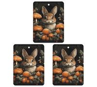 3-Pack Car Air Freshener Cards Double Sided Hanging Rabbit with Mushrooms Air Freshener Scented Cards for Car, Room, Bathroom | Long-Lasting Fragrance, White-style