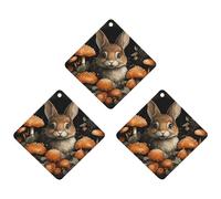 3-Pack Car Air Freshener Cards Double Sided Hanging Rabbit with Mushrooms Air Freshener Scented Cards for Car, Room, Bathroom | Long-Lasting Fragrance, Black-style