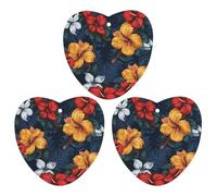 3-Pack Car Air Freshener Cards Double Sided Hanging Realistic Hawaiian Flowers Air Freshener Scented Cards for Car, Room, Bathroom | Long-Lasting Fragrance, Black-style