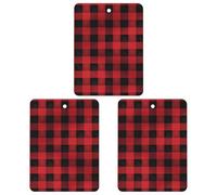 3-Pack Car Air Freshener Cards Double Sided Hanging Red Black Buffalo Check Plaid Pattern Air Freshener Scented Cards for Car, Room, Bathroom | Long-Lasting Fragrance, White-style