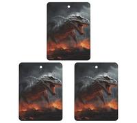 3-Pack Car Air Freshener Cards Double Sided Hanging Red Magma Flying Dragons Air Freshener Scented Cards for Car, Room, Bathroom | Long-Lasting Fragrance, Gray-style